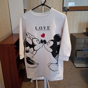 Zara Disney White Mickey & Minnie Love Sweatshirt